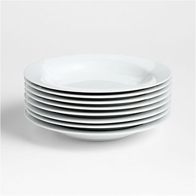 View Aspen Rimmed Porcelain Low Bowls, Set of 8 details