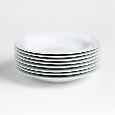 Aspen Rimmed Porcelain Low Bowls, Set of 8