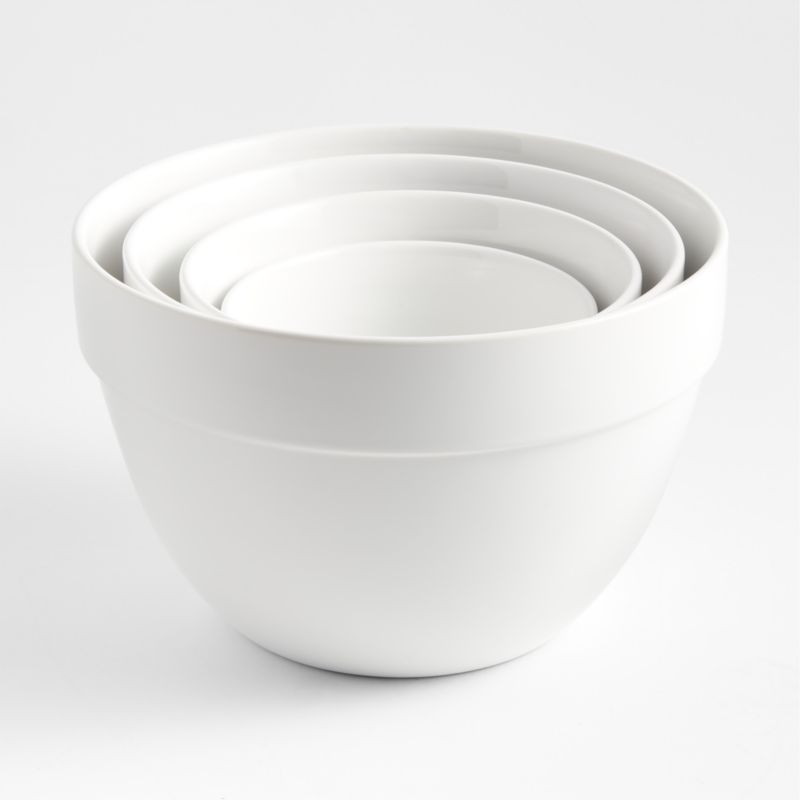 Aspen White Rimmed Ceramic Mixing Bowls, Set of 4