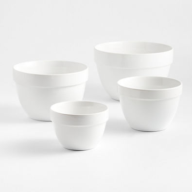 View Aspen White Rimmed Ceramic Mixing and Serving Bowls, Set of 4 details