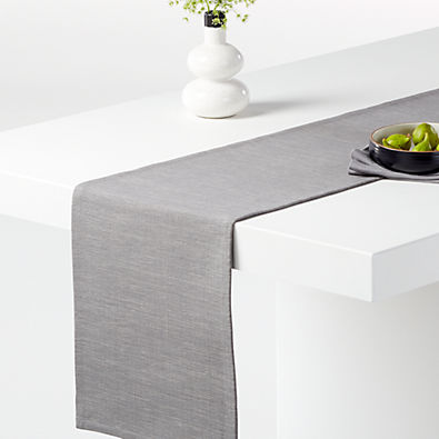 View Aspen Metal Grey Cotton Table Runner 90" details