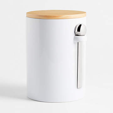 Aspen White Ceramic Canisters with Scoop