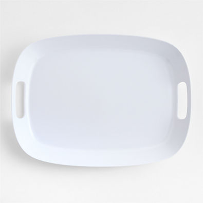 View Aspen White Outdoor Melamine 14" x 19" Tray with Handles details