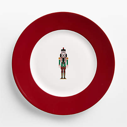 Aspen Red Rim Nutcracker Porcelain Dinner Plate