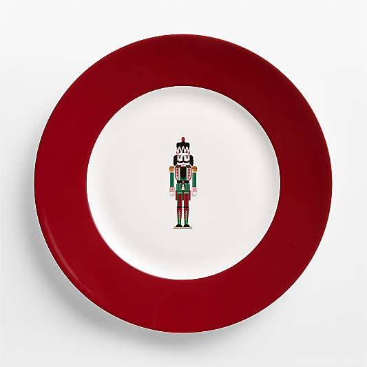 Aspen Red Rim Nutcracker Porcelain Dinner Plate