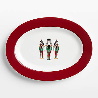 Aspen Red Rim Nutcracker Porcelain Oval Platter