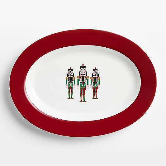 Aspen Red Rim Nutcracker Porcelain Oval Platter