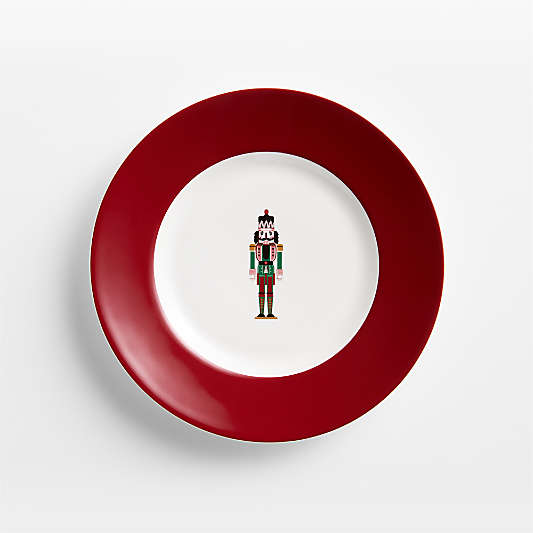 Aspen Red Rim Nutcracker Porcelain Salad Plate