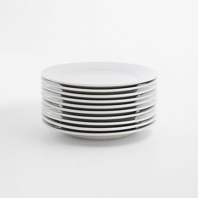 View Aspen Rimmed Porcelain Appetizer Plates, Set of 10 details