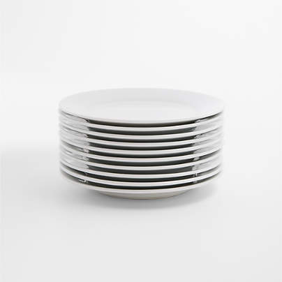 Aspen Rimmed Porcelain Appetizer Plates, Set of 10
