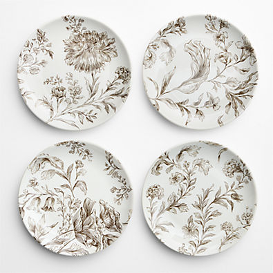 View Autumn Toile Brown Stoneware Salad Plates, Set of 4 details