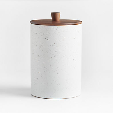 View Asta Large Speckled Ceramic Canister with Wood Lid details