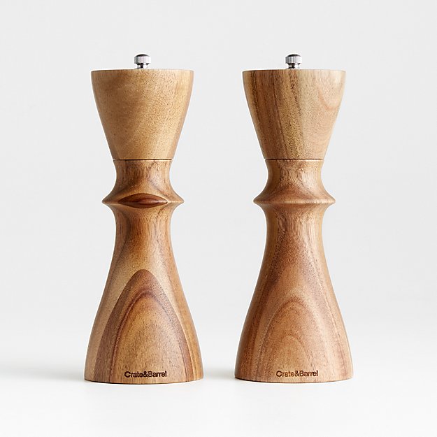 Aster Acacia Wooden Salt Pepper Mill Grinder Set Reviews Crate Barrel