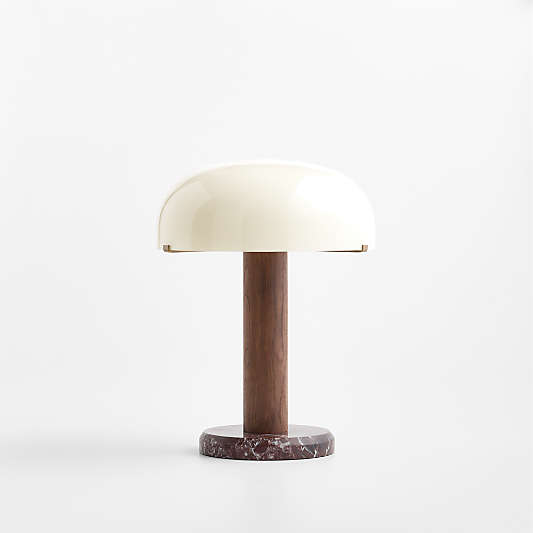 Aston Wood and Marble Table Lamp with Glass Shade 20"