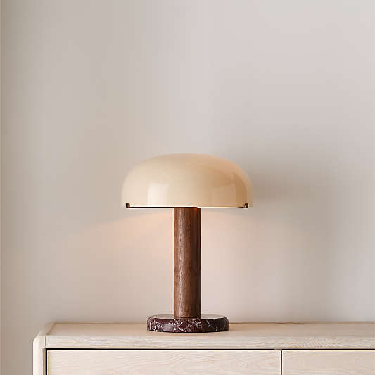 Aston Wood and Marble Table Lamp with Glass Shade 20"