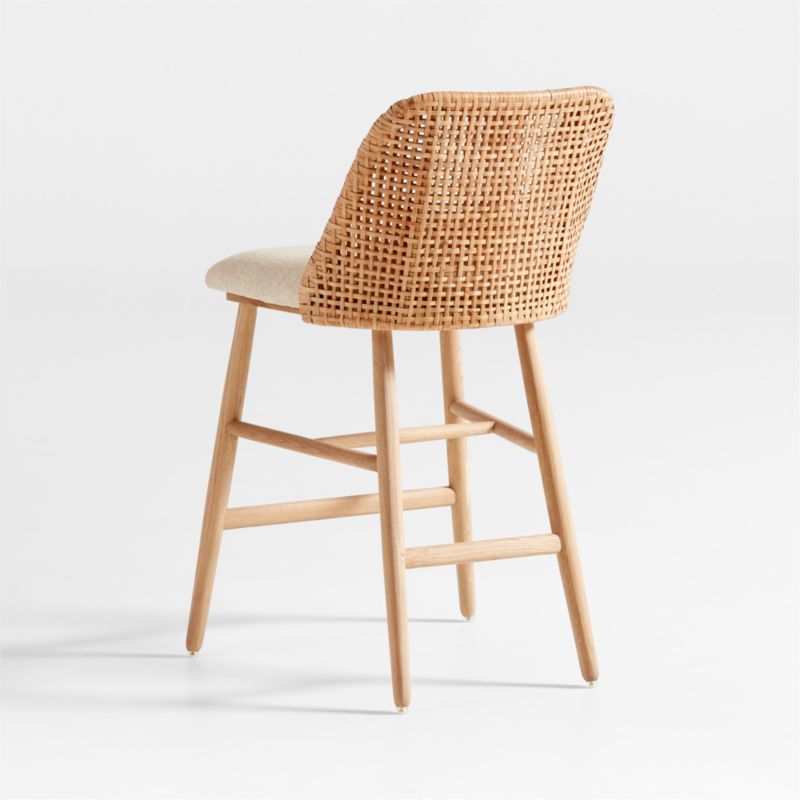 Astrid Upholstered Rattan Counter Stool with Performance Fabric