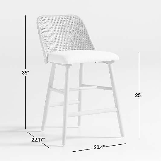 Astrid Upholstered Rattan Counter Stool with Performance Fabric