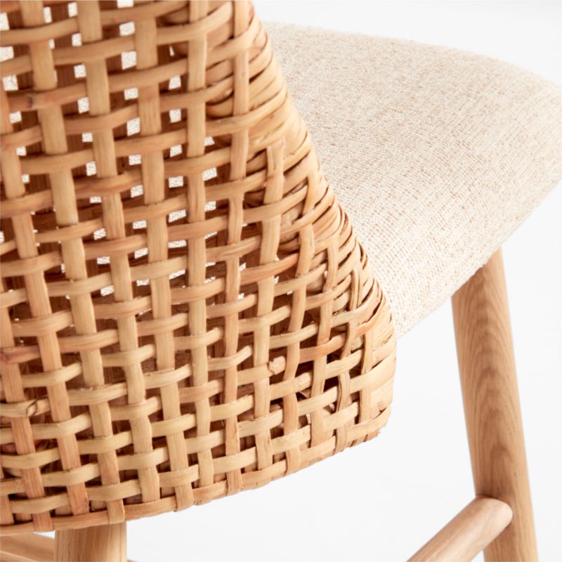 Astrid Upholstered Rattan Counter Stool with Performance Fabric
