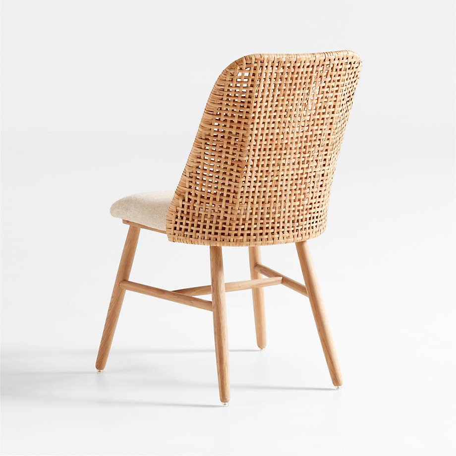 Crate&Barrel Astrid Upholstered Rattan Dining Chair with Performance