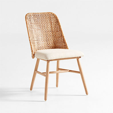 View Astrid Upholstered Rattan Dining Chair with Performance Fabric details