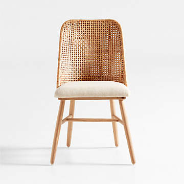 Basque Light Brown Wood Side Chair with Camel Cushion