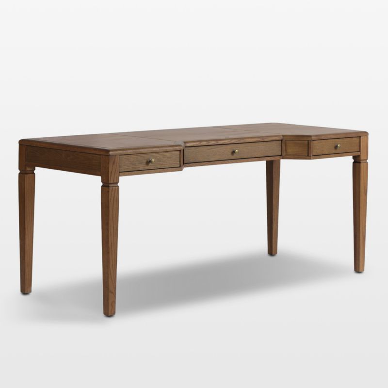 Atelier 68" Leather-Inset Oak Wood Desk - image 1 of 8