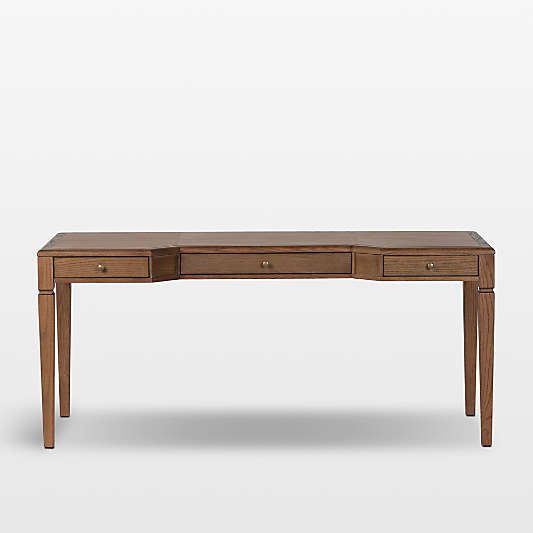 Atelier 68" Leather-Inset Oak Wood Desk