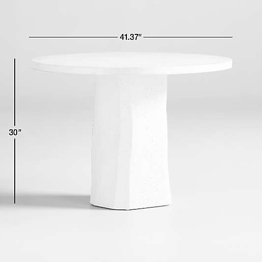 Contemplation 41.5" Round White Travertine and Concrete Entryway Table by Athena Calderone