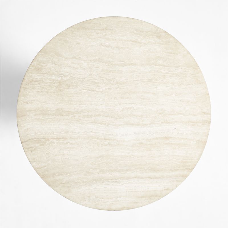 Contemplation 41.5" Round White Travertine and Concrete Entryway Table by Athena Calderone