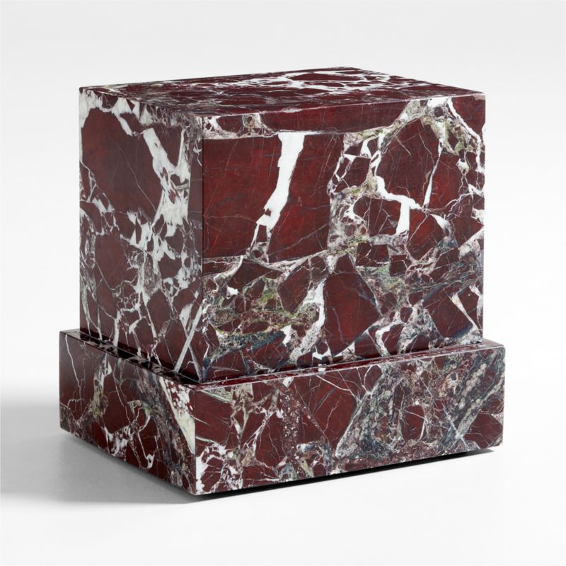 La Sienna Piccolo Dark Red Marble Plinth Side Table by Athena Calderone - image 7 of 11