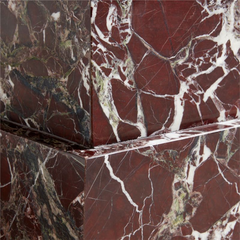 La Sienna Piccolo Dark Red Marble Plinth Side Table by Athena Calderone - image 10 of 11