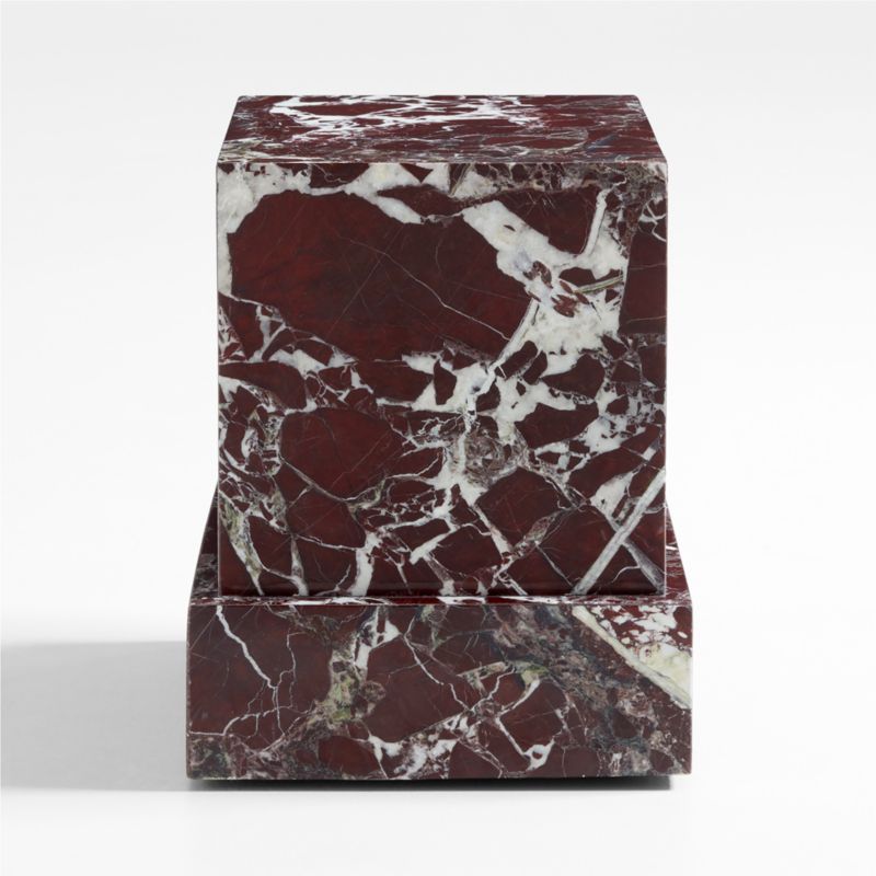 La Sienna Piccolo Dark Red Marble Plinth Side Table by Athena Calderone - image 8 of 11