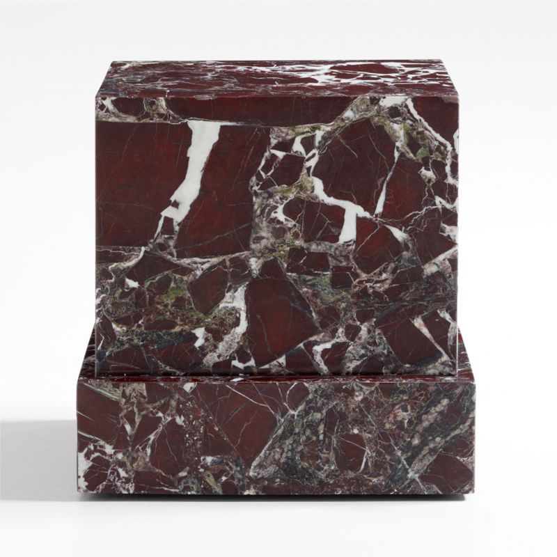 La Sienna Piccolo Dark Red Marble Plinth Side Table by Athena Calderone - image 0 of 11