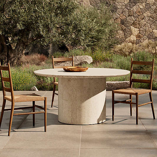 Athens 60" Round Marble Outdoor Dining Table