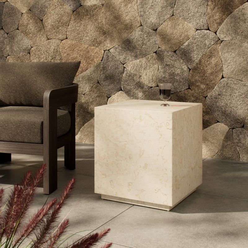 Athens Marble Outdoor End Table - image 2 of 7