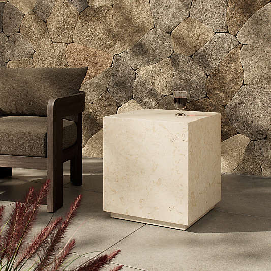 Athens Marble 22" Square Outdoor End Table