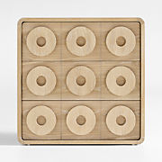 Atrium White Oak and Rattan 4-Shelf Lighted Storage Cabinet