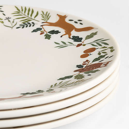 Autumn Melamine Kids Dinner Plates, Set of 4