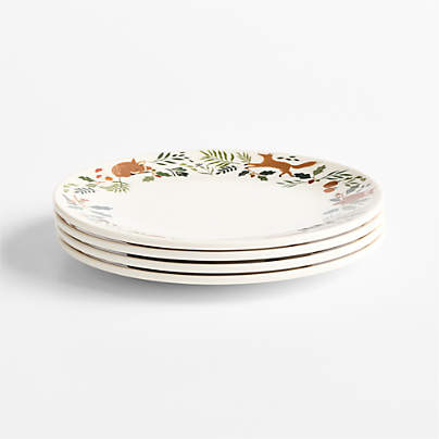 Autumn Melamine Kids Dinner Plates, Set of 4
