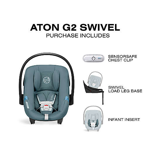 Cybex Aton G2 Stormy Blue Swivel Infant Car Seat with Load Leg Base