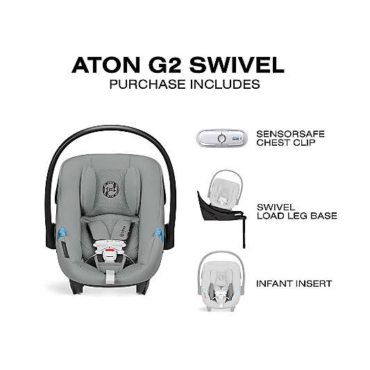 Cybex Aton G2 Stone Grey Swivel Infant Car Seat with Load Leg Base