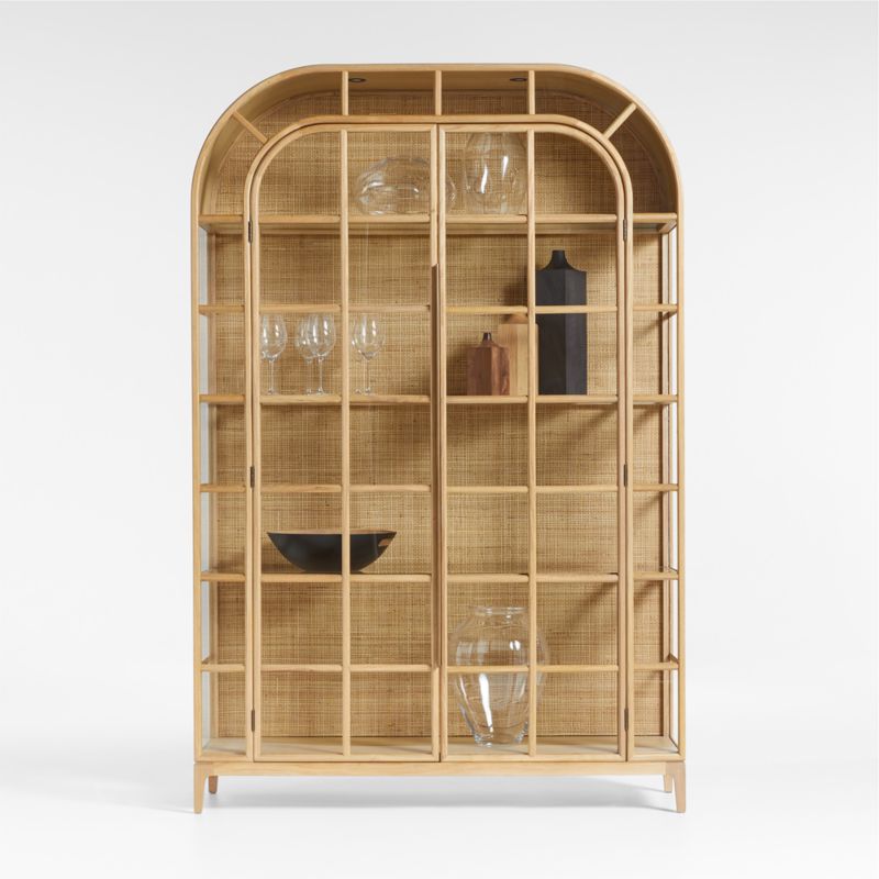 Atrium White Oak and Rattan 4-Shelf Lighted Storage Cabinet - image 6 of 12