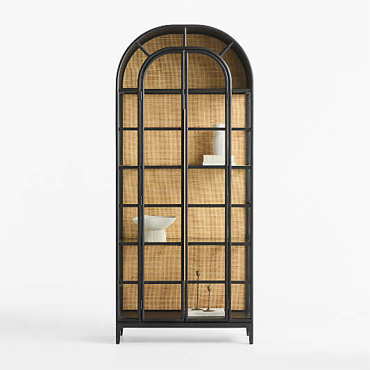 Atrium 37" Black Wood and Glass Storage Display Cabinet