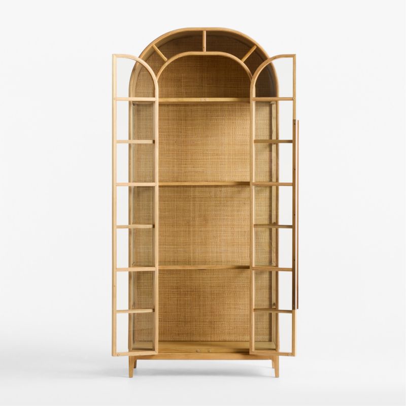 Atrium 37" White Oak and Glass Storage Display Cabinet - image 2 of 7