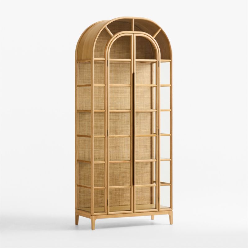 Atrium 37" White Oak and Glass Storage Display Cabinet - image 3 of 7