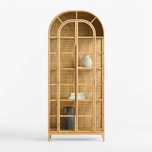 Atrium Natural White Oak and Glass Storage Display Cabinet (37"-58")