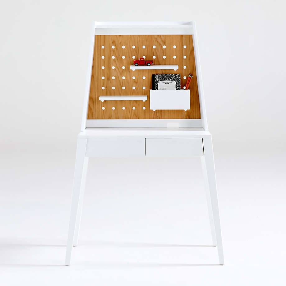 Atticus Small Kids White Desk with Power & Hutch + Reviews Crate & Kids
