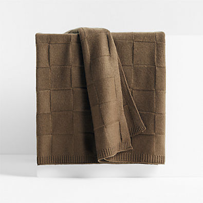 View Atticus Square Knit Pindo Brown Throw by Jake Arnold details