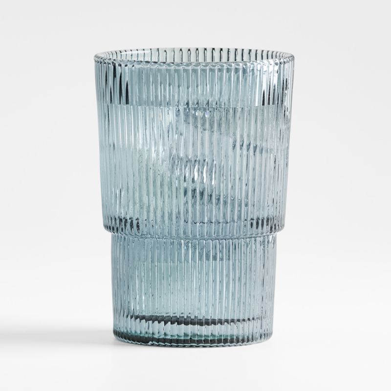 Atwell 16-Oz. Blue Stackable Ribbed Highball Glass - image 0 of 8