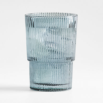 View Atwell 16-Oz. Blue Stackable Ribbed Highball Glass details